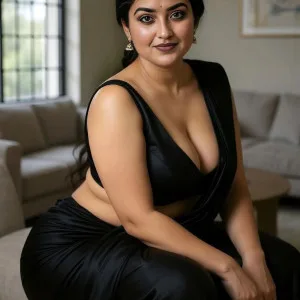 Sexy South Indian Mallu Bhabhi in Elegant Black Dress