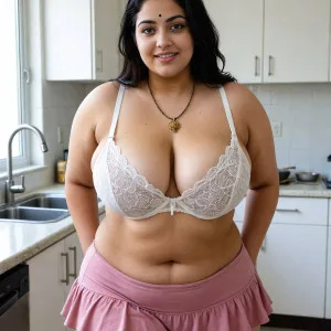 Alluring Desi Aunty in Lingerie Blesses the Kitchen