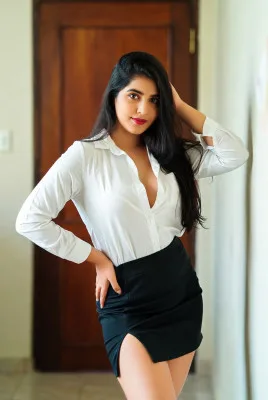 Sexy Desi Bhabhi in White Blouse and Black Skirt