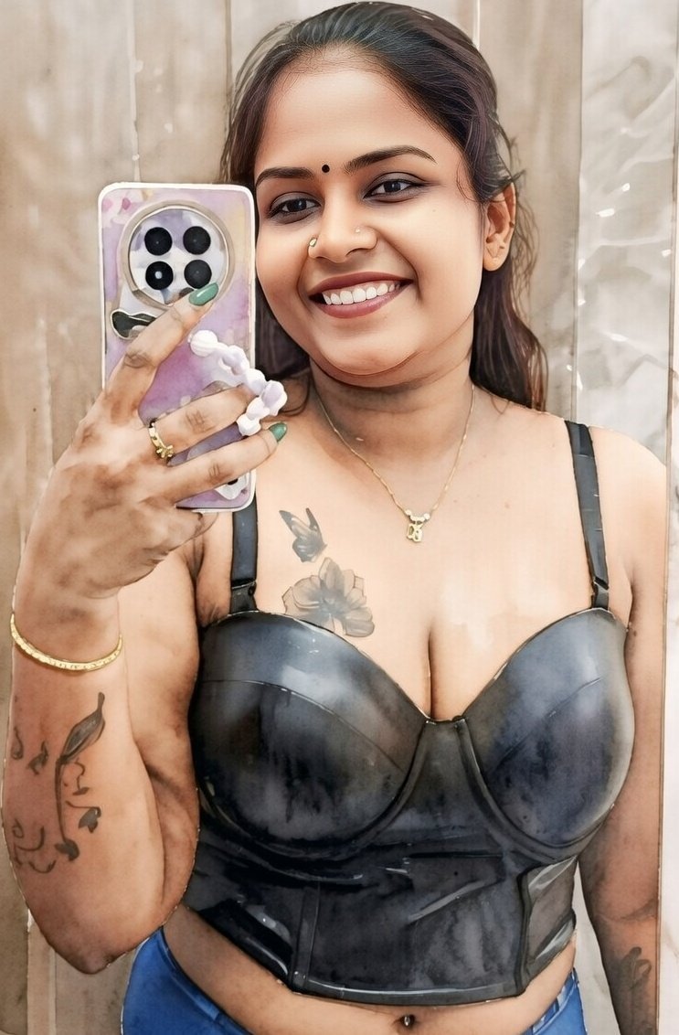 Desi woman in black latex top taking mirrored selfie