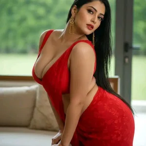 Desi Bhabhi Stuns in Red Velvet Gown