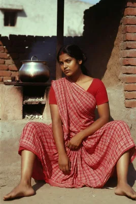 Mysterious Desi Bhabhi in Red Checkered Saree