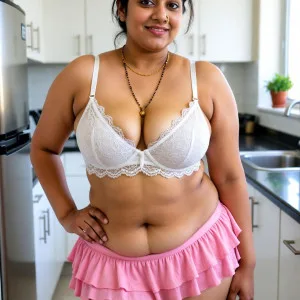 Sexy Desi Bhabhi Flaunts Her Curves in White Lace Bra