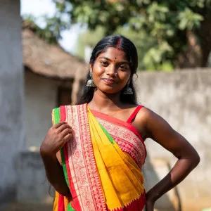 Vibrant Desi Aunty in Traditional Saree
