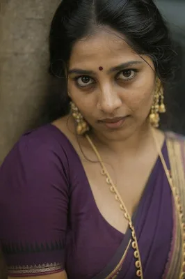 Mysterious Desi Aunty in Purple Saree