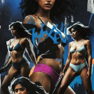 Stunning Indian women in tight workout gear posing powerfully